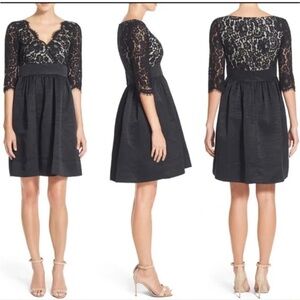 Eliza J Fit and Flare Black Lace Cocktail Dress